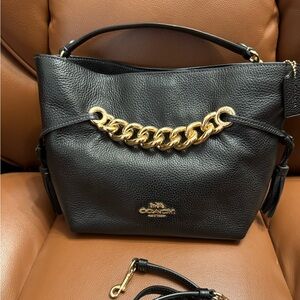 Coach Andy Leather Crossbody Bag with Gold Chain